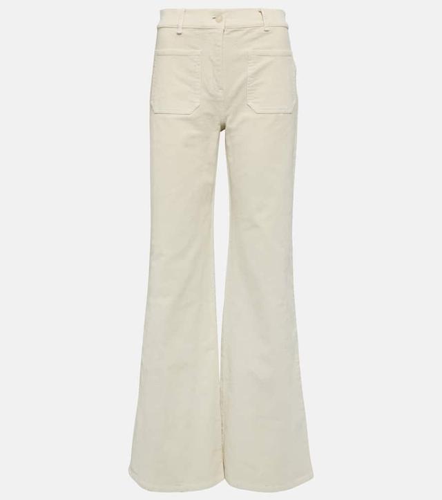 Florence High-rise Corduroy Pants In White Product Image