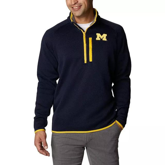 Mens Columbia Michigan Wolverines Canyon Point Omni-Shield Raglan Half-Zip Pullover Top Blue Product Image