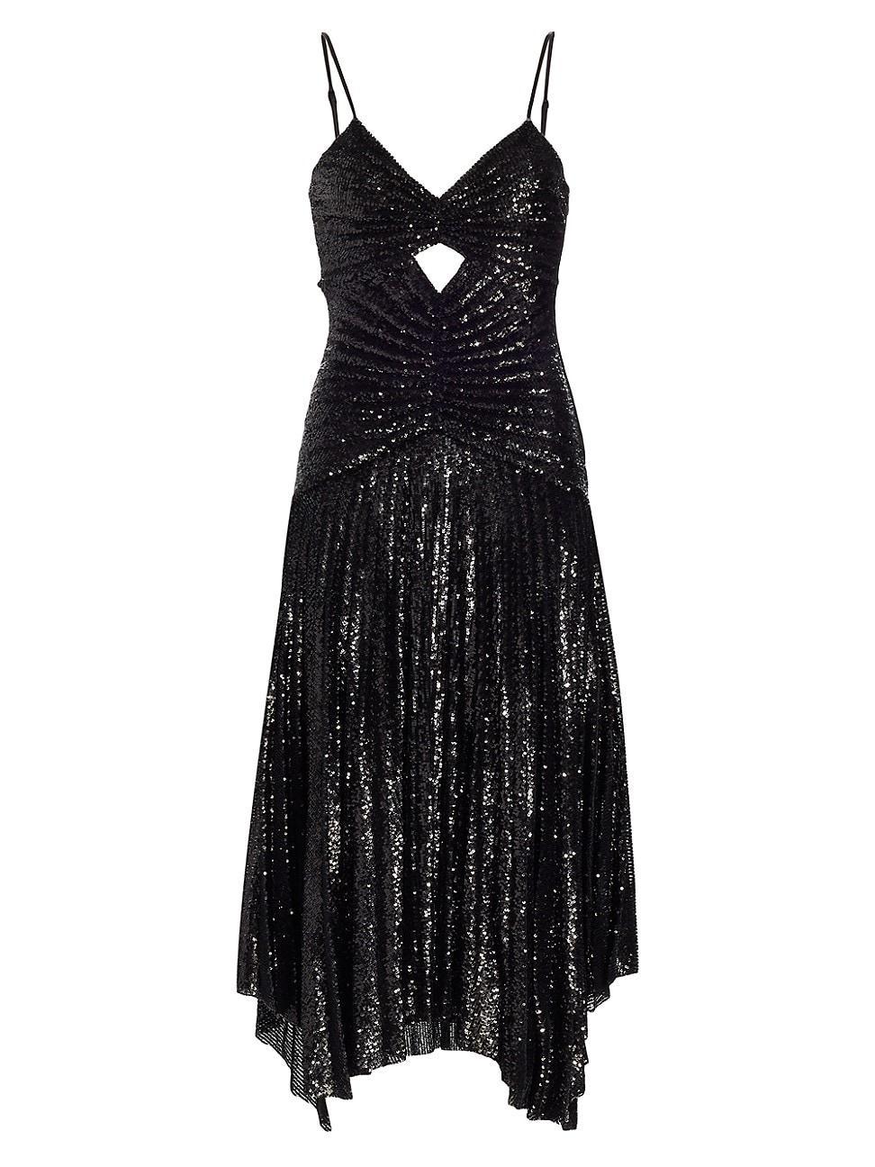 Womens Lou Sequined Keyhole Midi-Dress Product Image