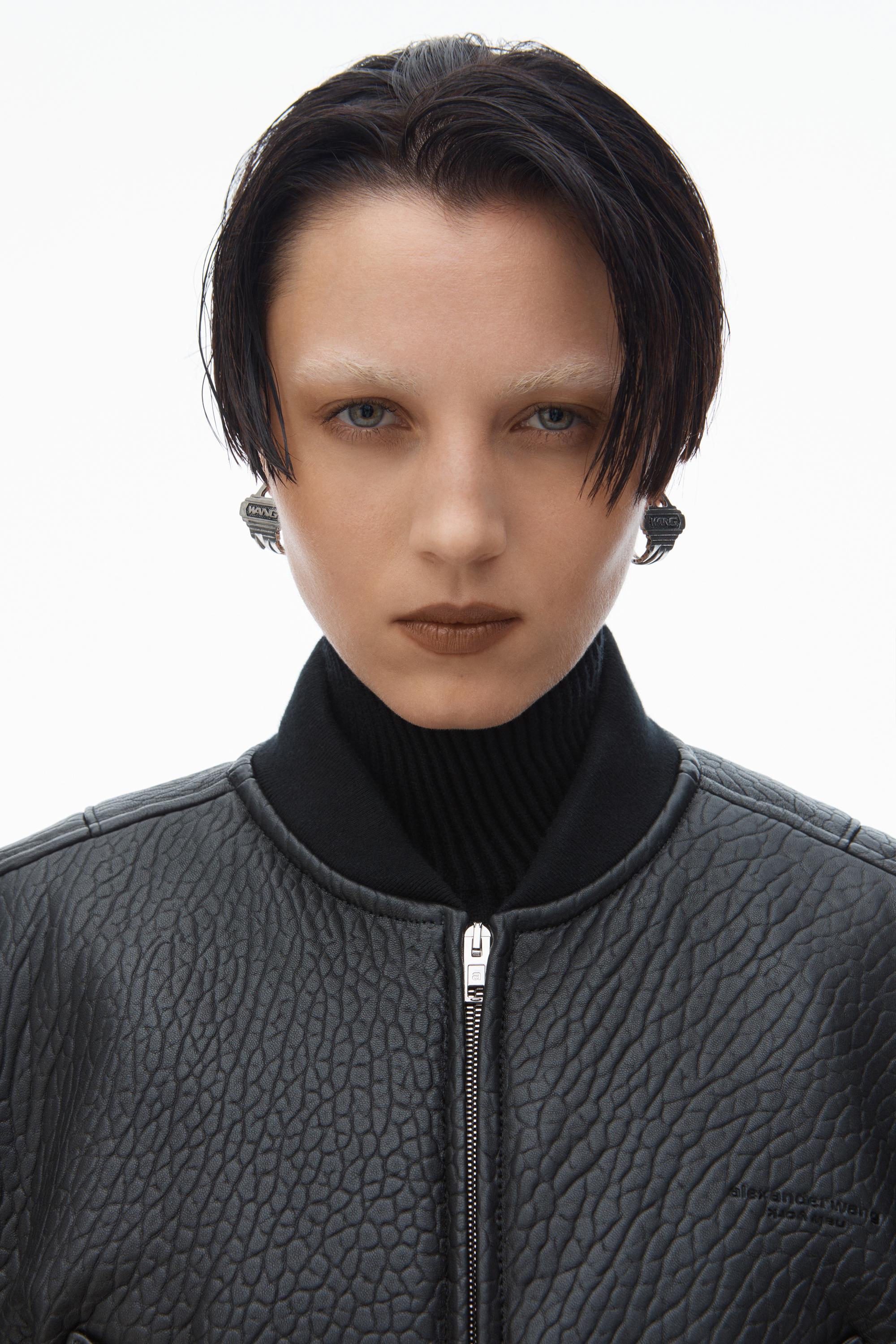 Cropped Bomber Jacket In Primal Lambskin Leather Product Image