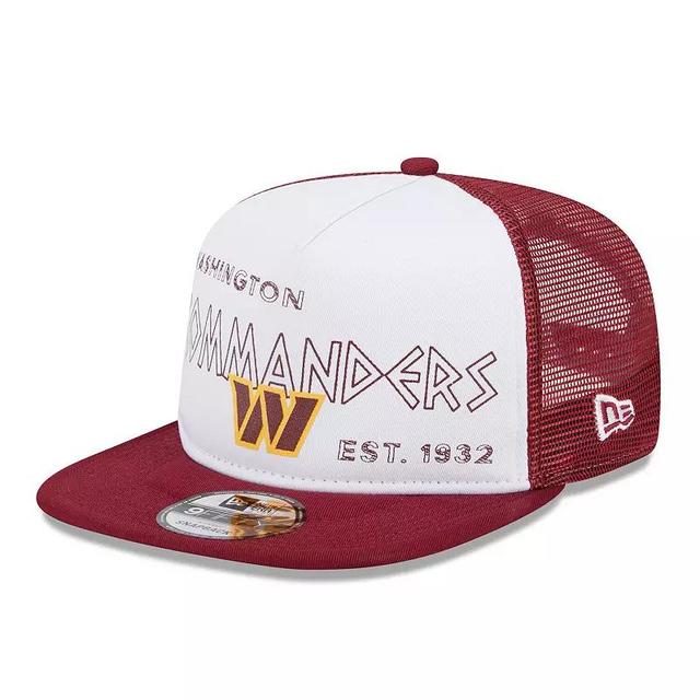 New Era Mens White Washington Commanders Banger 9FIFTY Trucker Snapback Hat - White, Burgundy Product Image