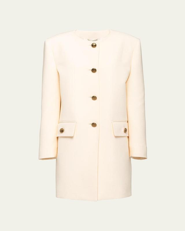 Womens Single-Breasted Tricotine Coat Product Image