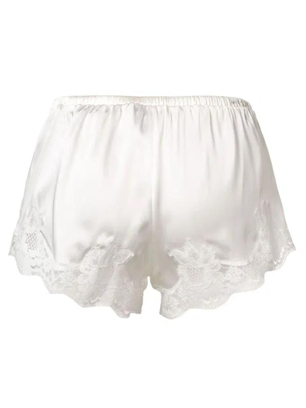 DOLCE & GABBANA Satin Shorts With Lace In White Product Image