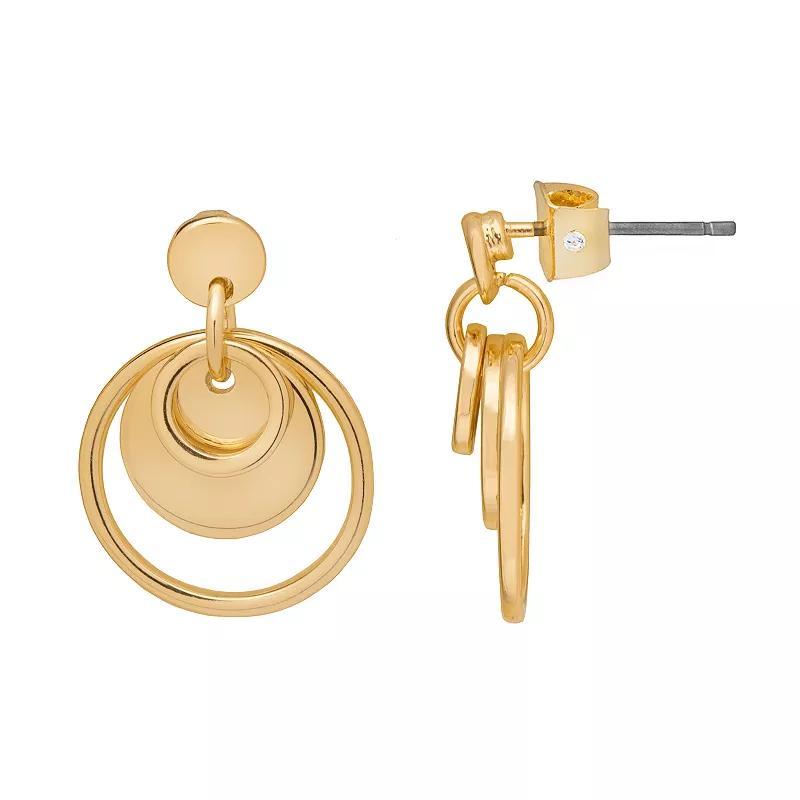 Womens LC Lauren Conrad Gold Tone Small Circular Drop Earrings, None Product Image