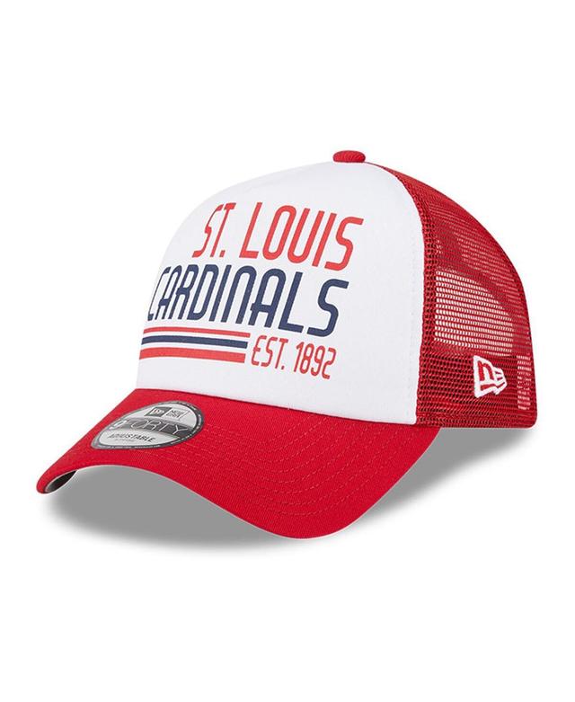 Mens New Era /Red St. Louis Cardinals Stacked A-Frame Trucker 9FORTY Adjustable Hat Product Image