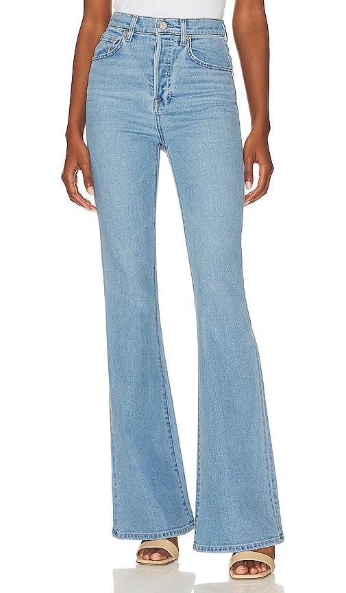 GRLFRND Rayssa Super High Rise Flare in Blue. - size 32 (also in 31) Product Image