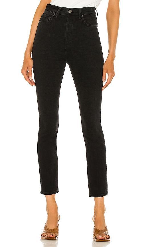 GRLFRND Piper Super High Rise Stretch Slim in Black. - size 27 (also in 28) Product Image