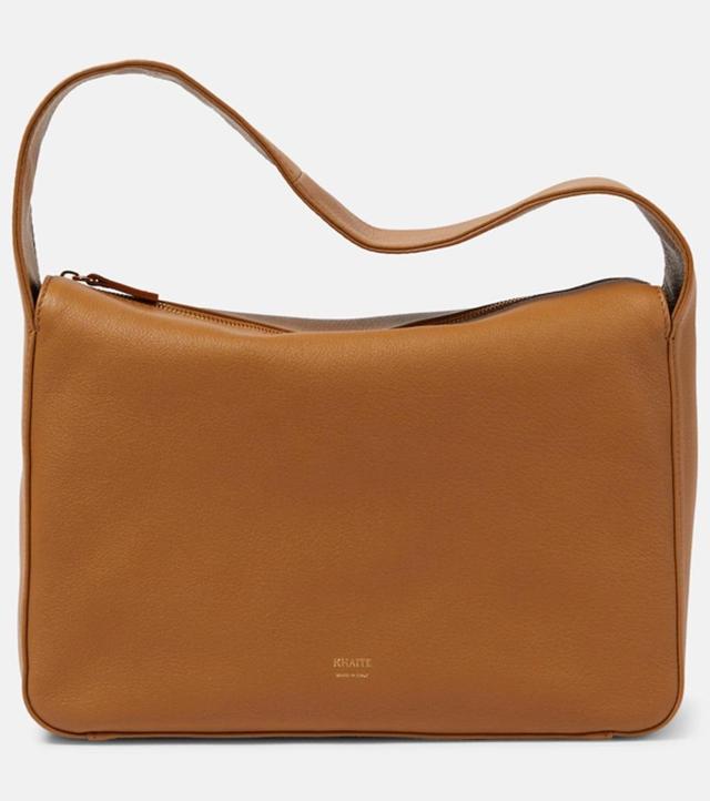 Elena Leather Shoulder Bag In Beige Product Image