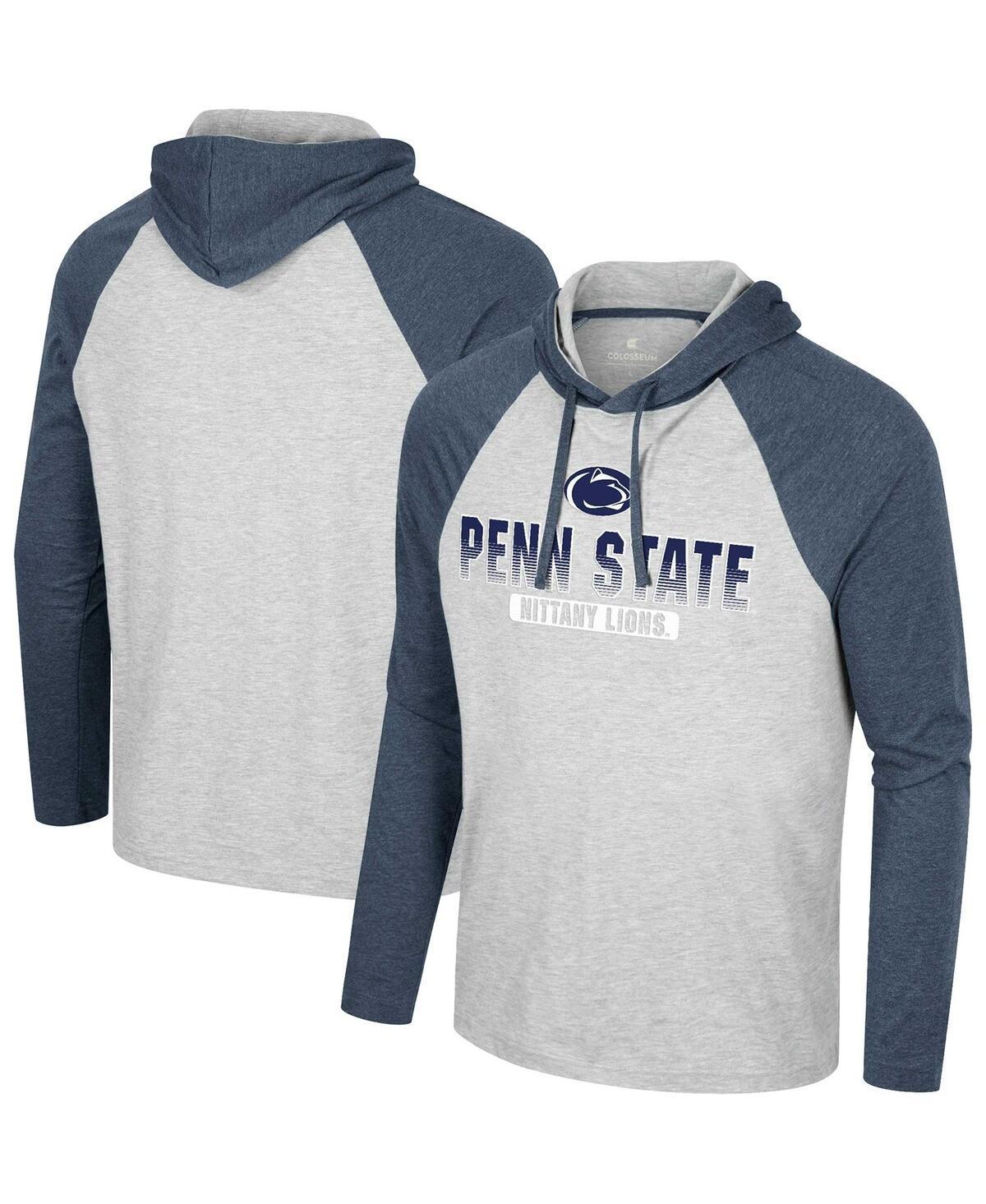 Mens Colosseum Heather Gray Penn State Nittany Lions Hasta La Vista Raglan Hoodie Long Sleeve T-shirt Product Image