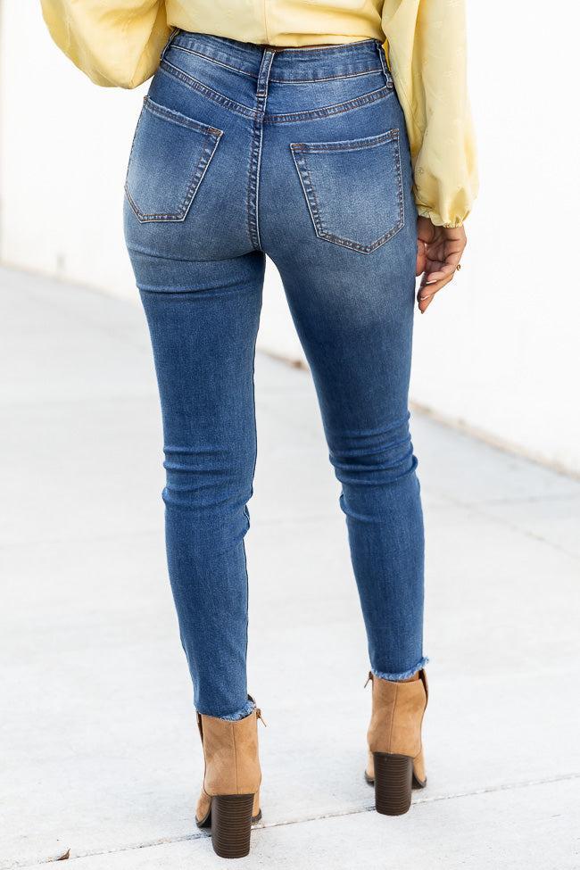 Mary Frayed Edge Medium Wash Skinny Jeans FINAL SALE Product Image