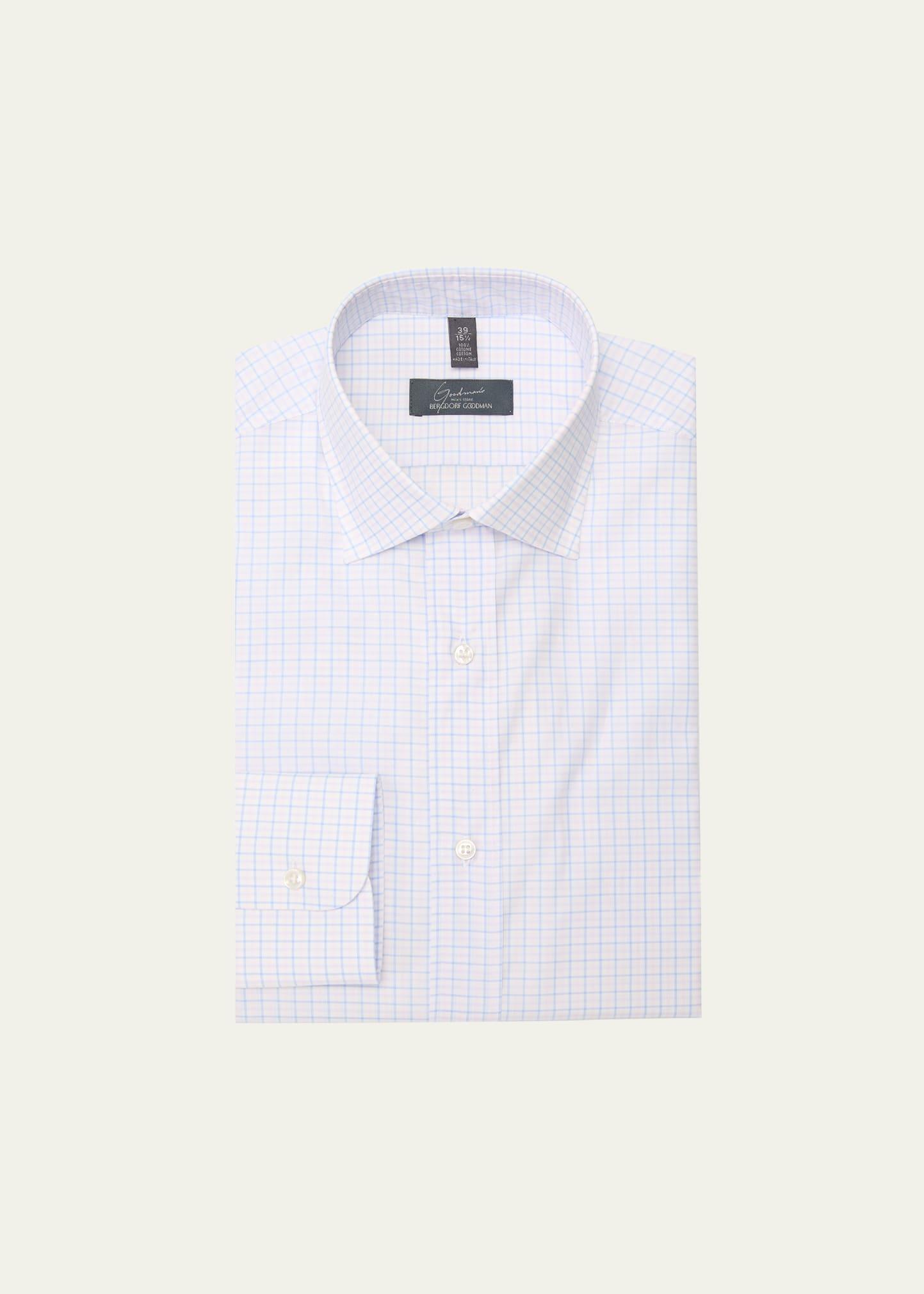 Mens Cotton Graph Check Dress Shirt Product Image