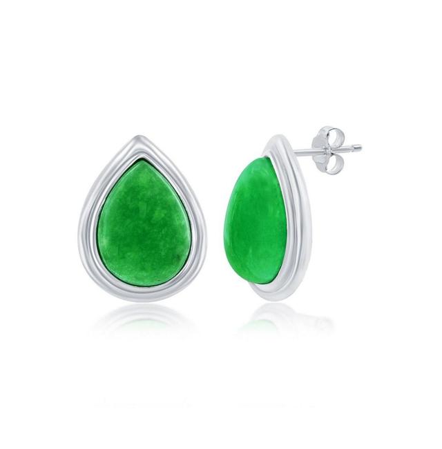 Argento Bella Sterling Silver Green Quartz Pear-Shaped Stud Earrings, Womens Product Image