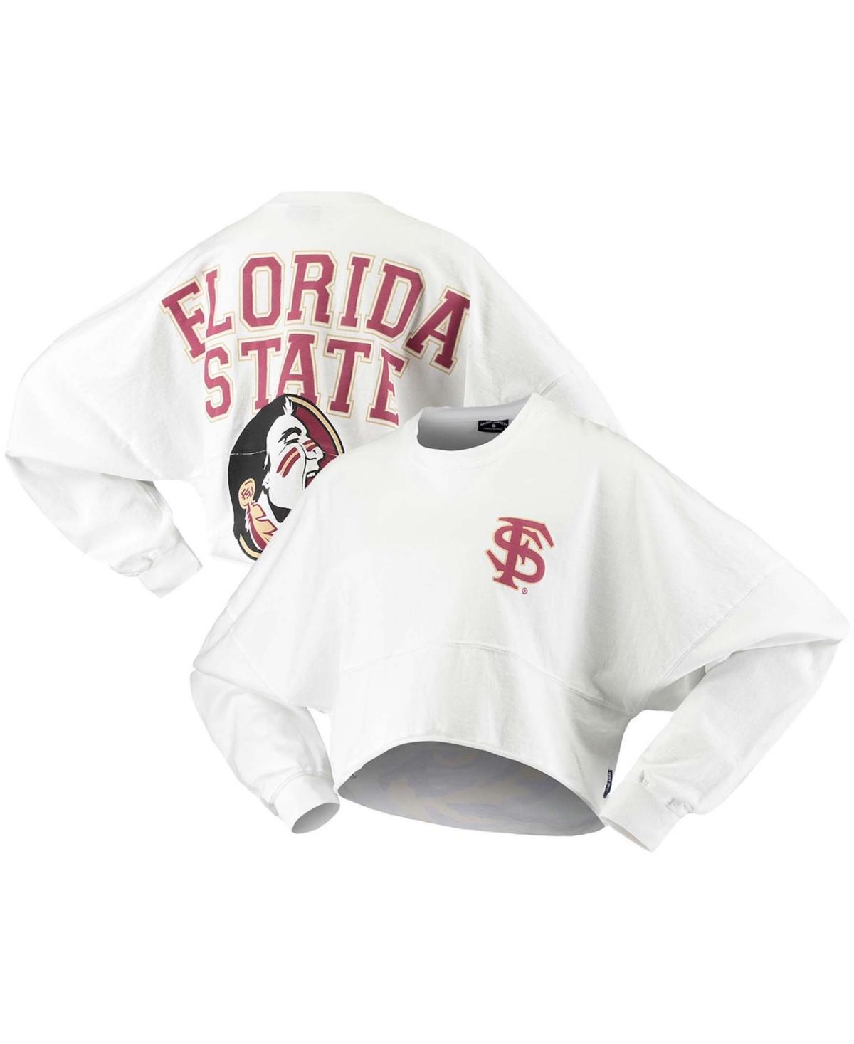 Womens Florida State Seminoles Raw Hem Cropped Spirit Jersey Long Sleeve T-Shirt Product Image