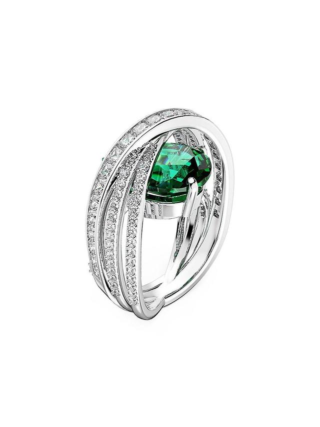 Womens Hyperbola Rhodium-Plated & Swarovski Crystal 4-Band Cocktail Ring Product Image