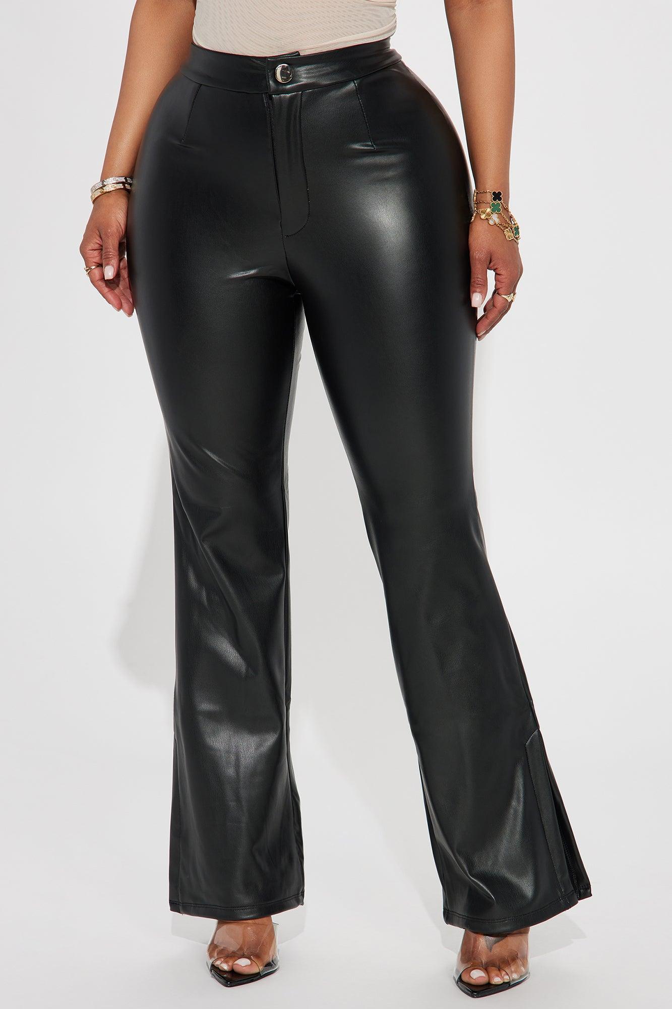 Natasha Faux Leather Flare Pant - Black Product Image