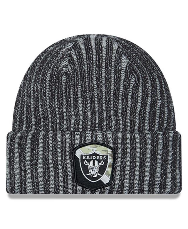 Mens New Era Black Las Vegas Raiders 2023 Salute To Service Cuffed Knit Hat Product Image