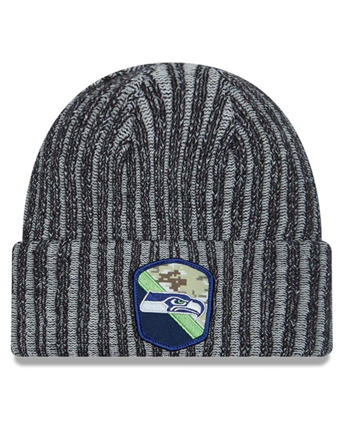 Mens New Era  Black Seattle Seahawks 2023 Salute To Service Cuffed Knit Hat Product Image