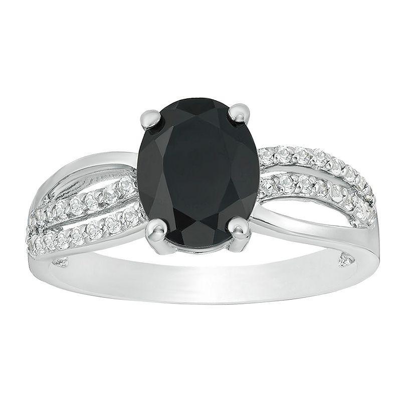 Gemminded Sterling Silver Black Onyx & White Topaz Accent Ring, Womens Product Image