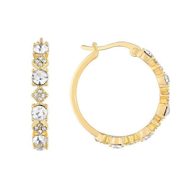 Chrystina Crystal Round Hoop Earrings, Womens, Yellow Gold Tone Product Image