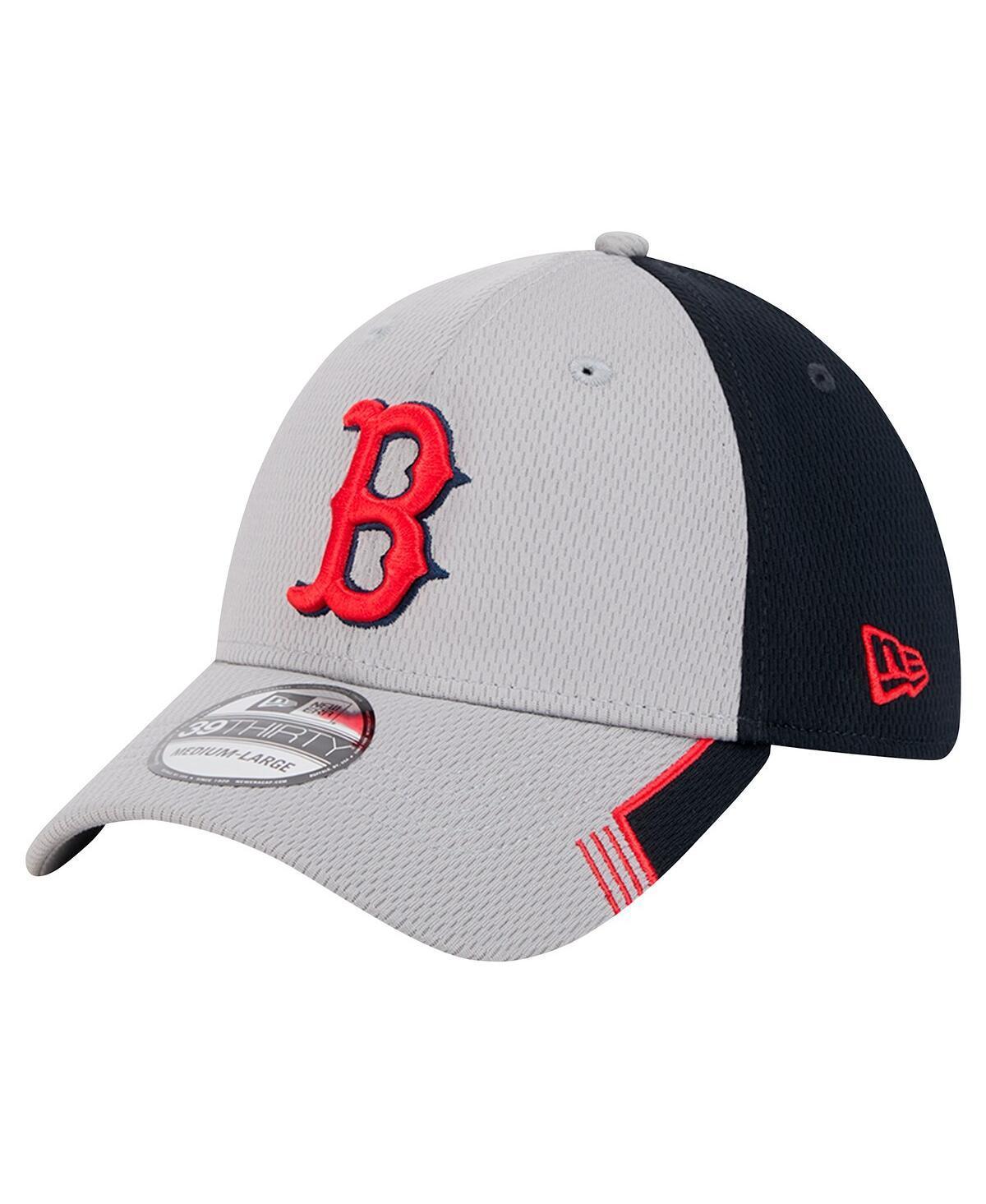 New Era Mens Gray Boston Red Sox Visor Trim 39THIRTY Flex Hat - Gray, Black Product Image