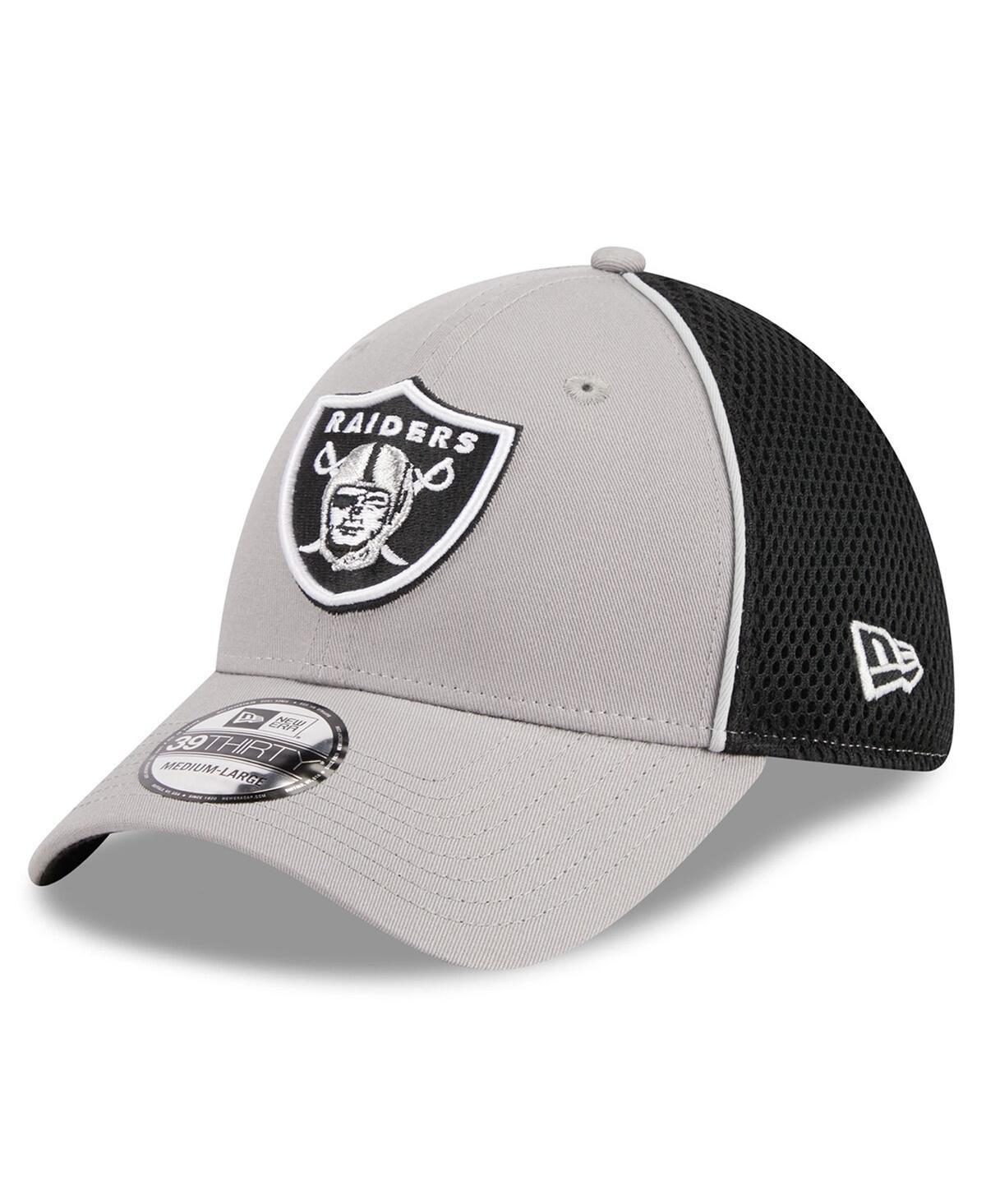 Mens New Era Gray Las Vegas Raiders  Pipe 39THIRTY Flex Hat Product Image