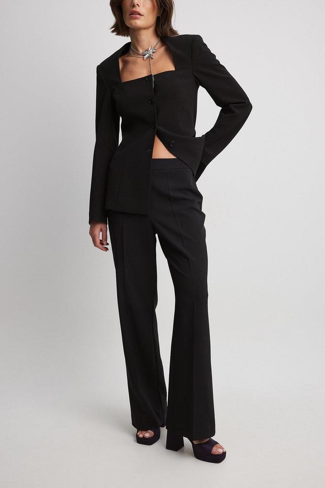 Flared Fitted Mid Waist Suit Pants Product Image