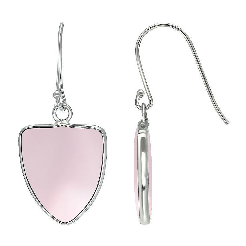 Aleure Precioso Sterling Silver Triangle Shaped Gemstone Drop Earrings, Womens, Pink Product Image