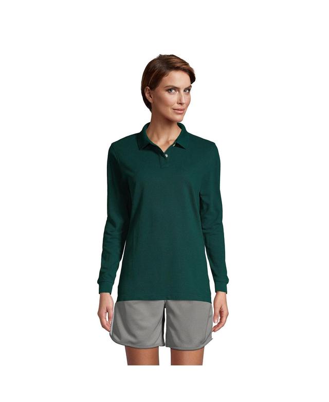 Lands End School Uniform Womens Tall Long Sleeve Mesh Polo Shirt Product Image