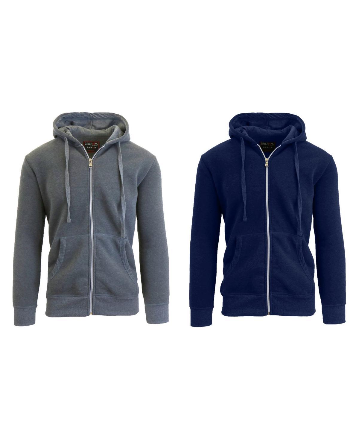 Galaxy By Harvic Mens 2-Packs Zip-Up Fleece Hoodies - Heather Gray Product Image