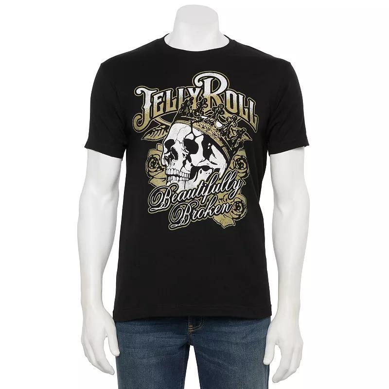 Mens Jelly Roll Beautifully Broken Skull and Flowers Graphic Tee Product Image