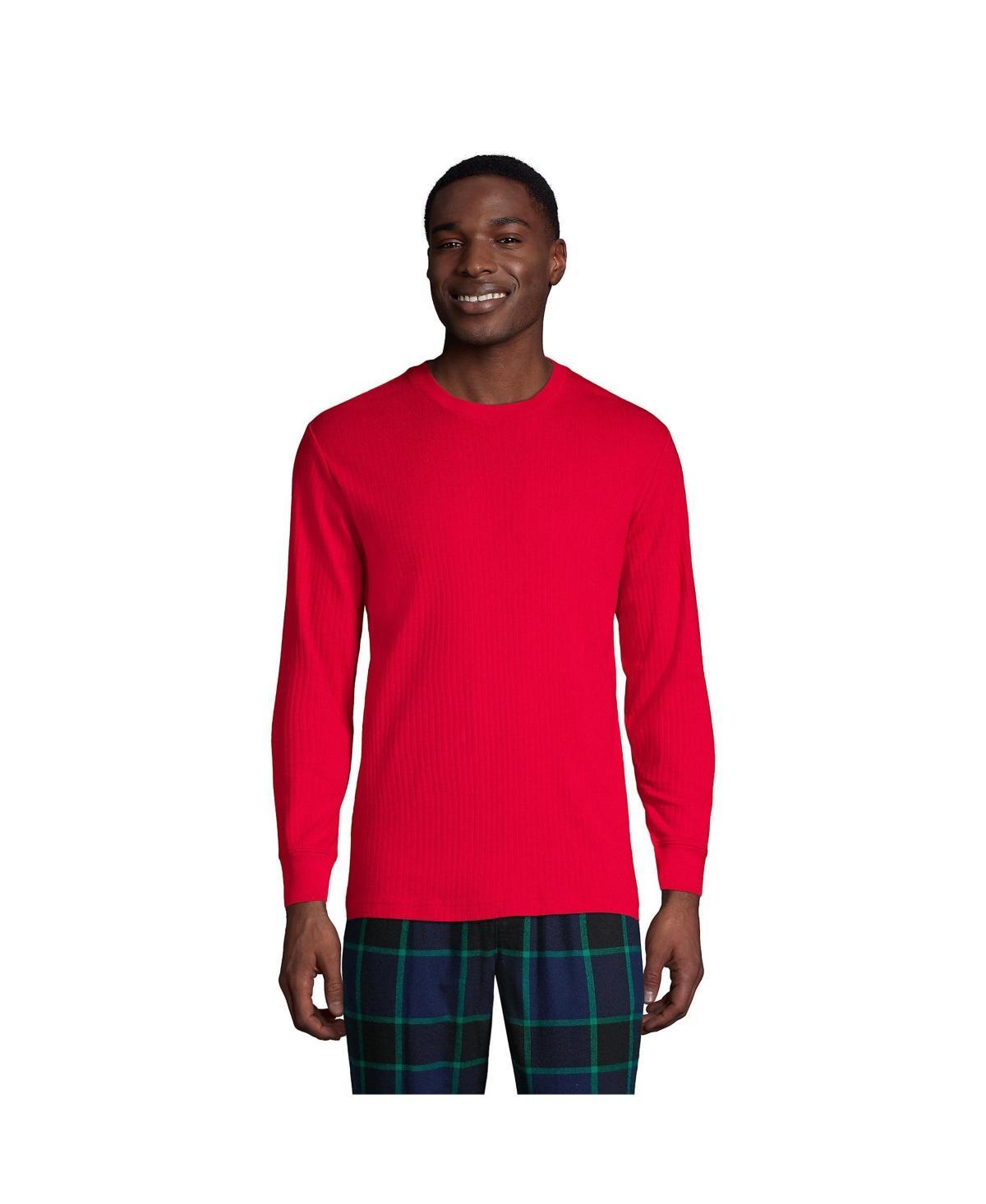 Big & Tall Lands End Knit Rib Crewneck Pajama Shirt, Mens Blue Product Image