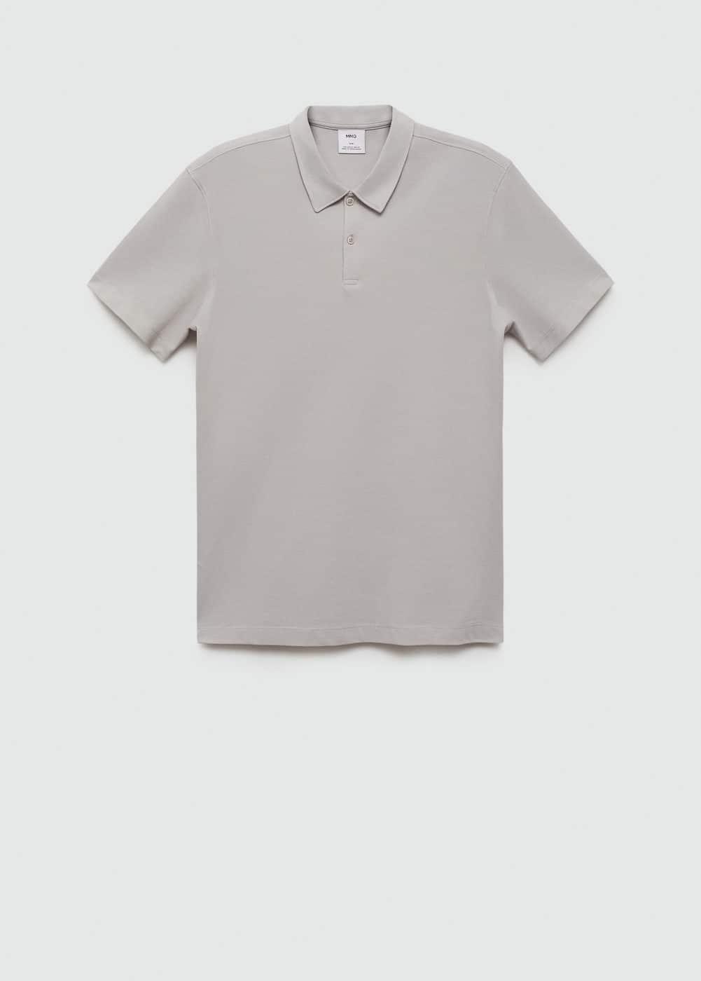 Slim-fit cotton piqué textured polo shirt - Men | MANGO USA Product Image