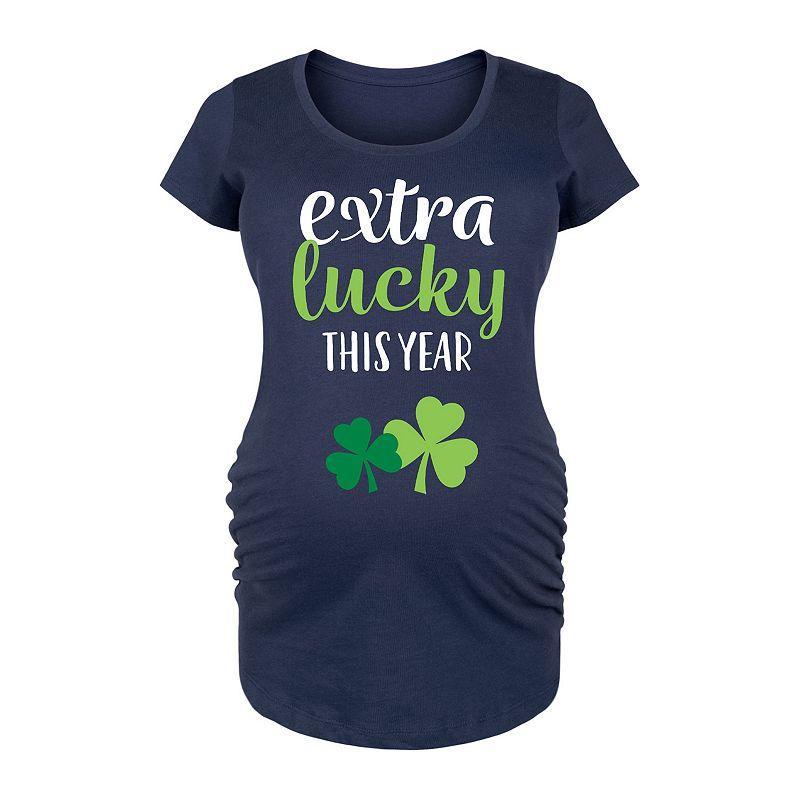 Maternity Extra Lucky This Year Shamrocks Graphic Tee, Womens Product Image