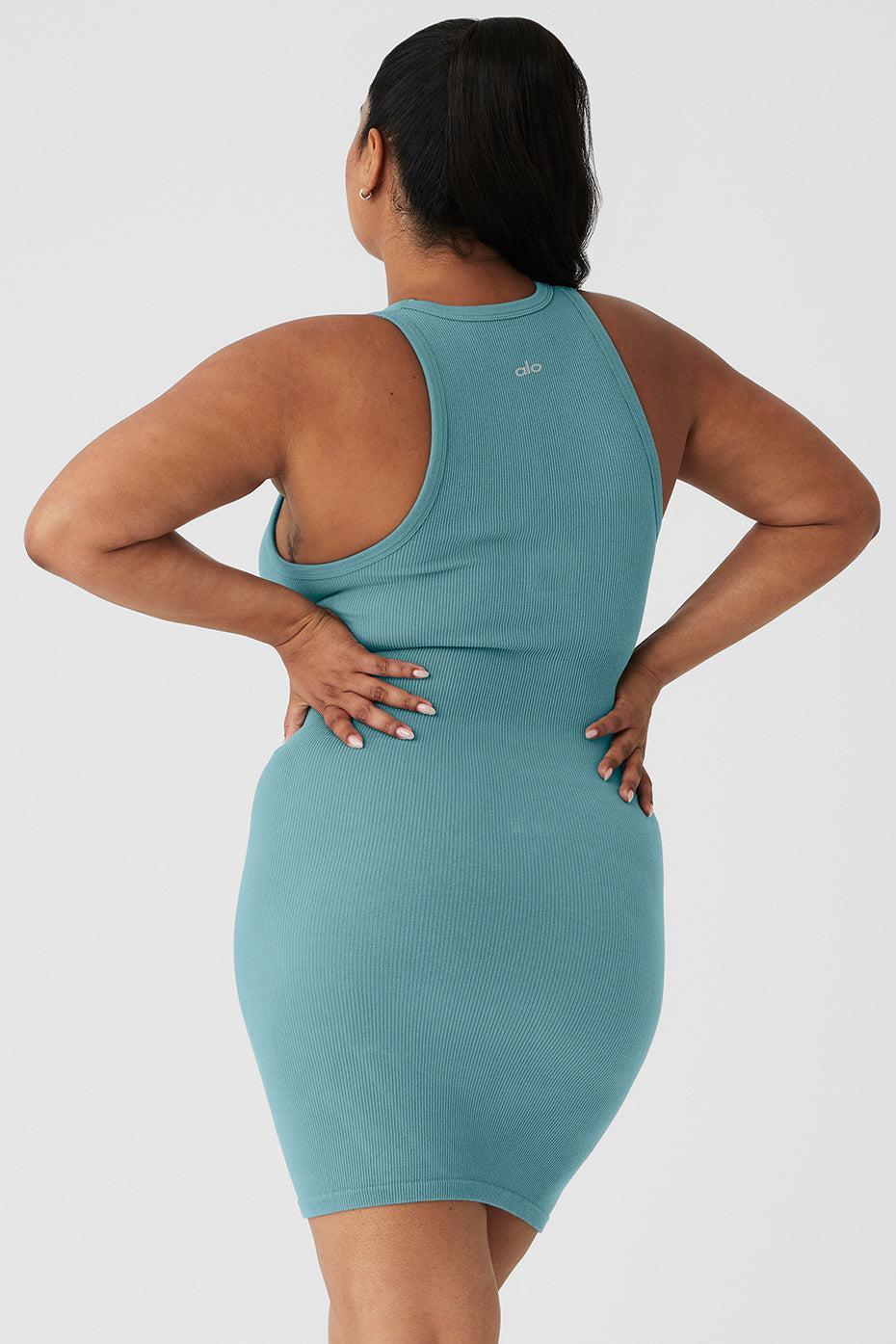 Seamless Ribbed Warm Nights Dress - Teal Agate Product Image