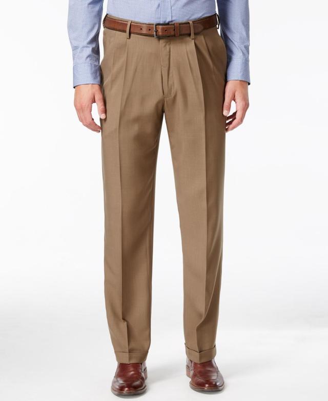 Mens Haggar eCLo Stria Classic-Fit Hidden Expandable Waist Pleated Dress Pants Product Image