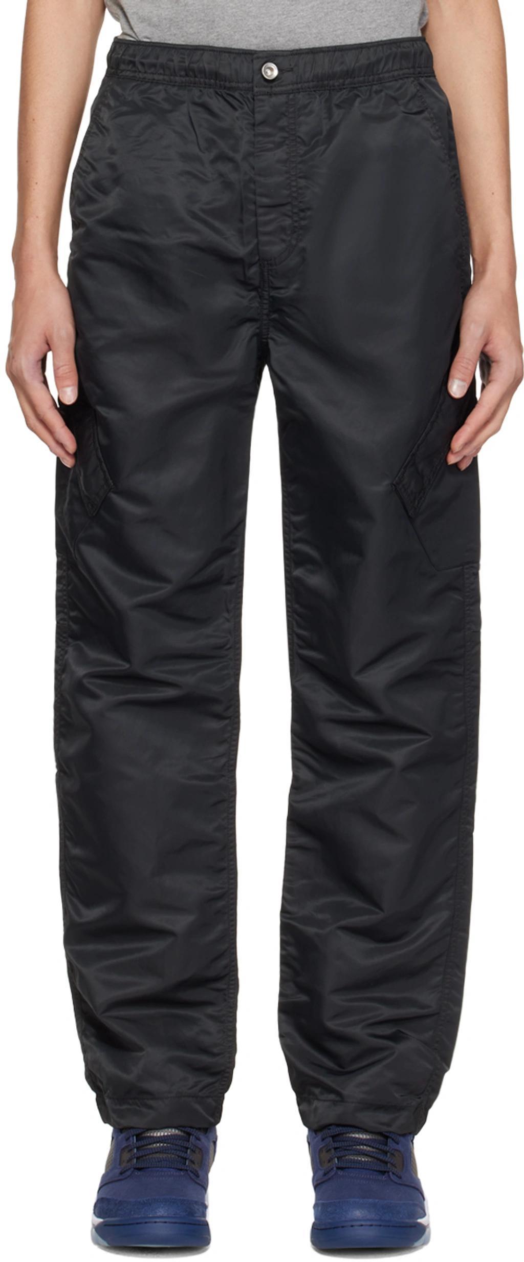 Black Drawstring Cargo Pants In Off Noir Product Image