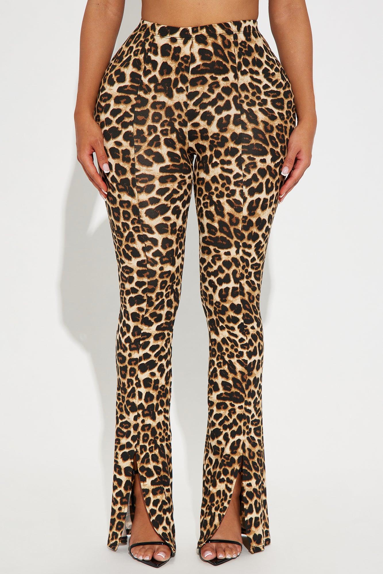 Stay Calm High Rise Leopard Flare Pant - Brown/combo product image