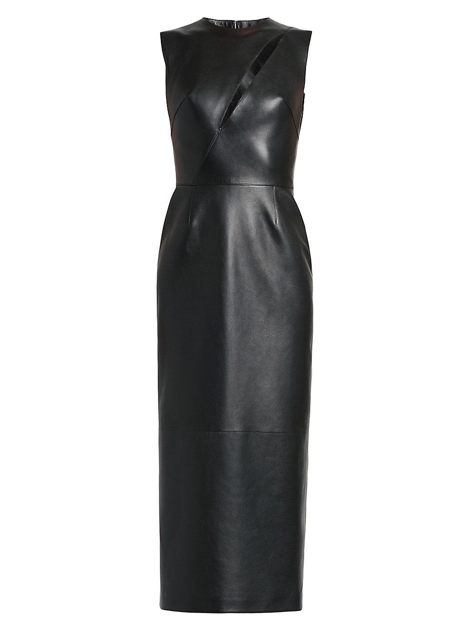 Womens Leather Slash Sleeveless Midi-Dress Product Image