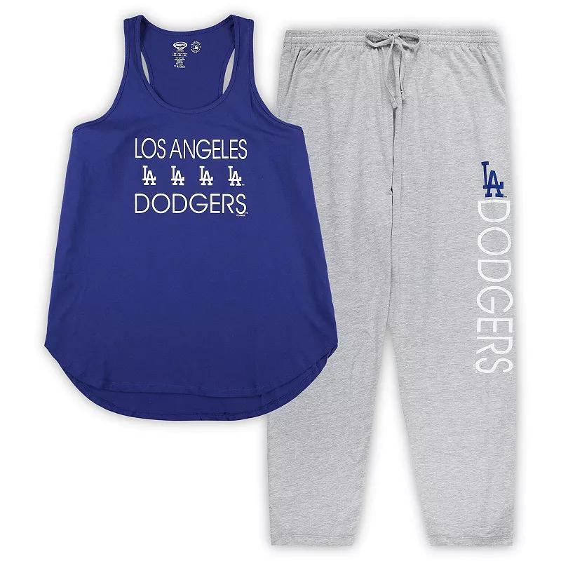 Womens Concepts Sport Royal/Heather Gray Los Angeles Dodgers Plus Size Meter Tank Top & Pants Sleep Set Product Image