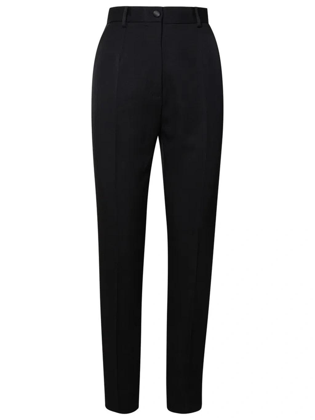 High-waist Gabardine Cigarette Pants In Black Product Image