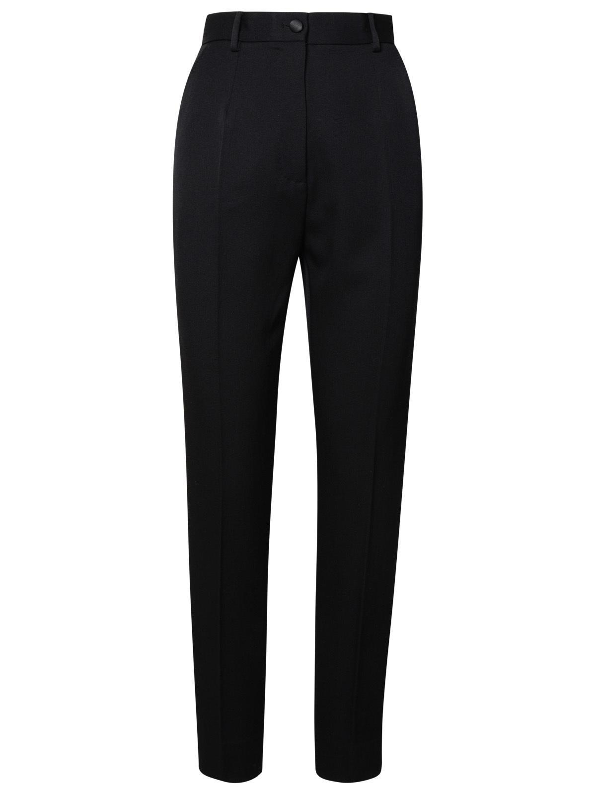 DOLCE & GABBANA Black Virgin Wool Blend Trousers Women Product Image