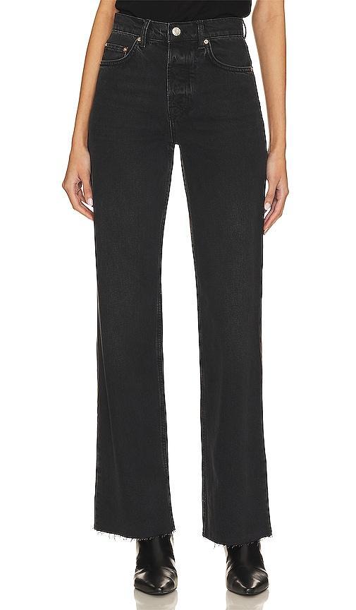 GRLFRND x Lindsi Lane Brooklyn High Rise Straight in Studio City - Black. Size 23 (also in ). Product Image