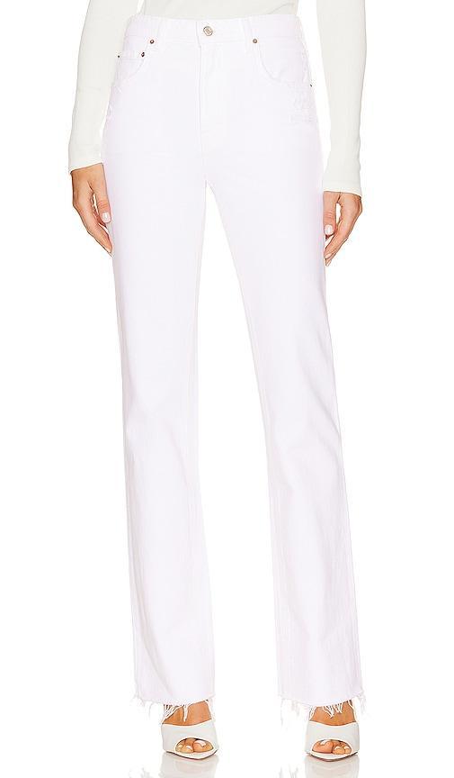 GRLFRND Melanie High Rise Boot Cut in Brentwood - White. Size 26 (also in 24, 23, 25, 27, 28, 29, 30, 31, 32). Product Image