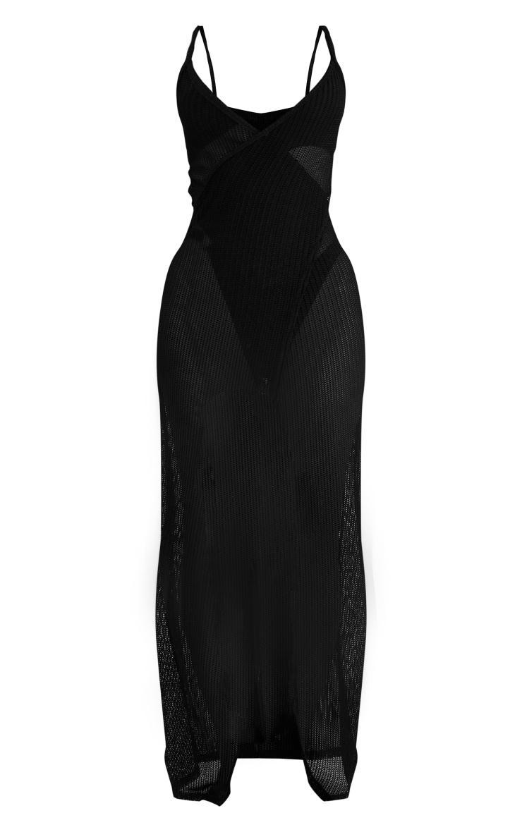 Black Textured Wrap Front Maxi Beach Dress Product Image