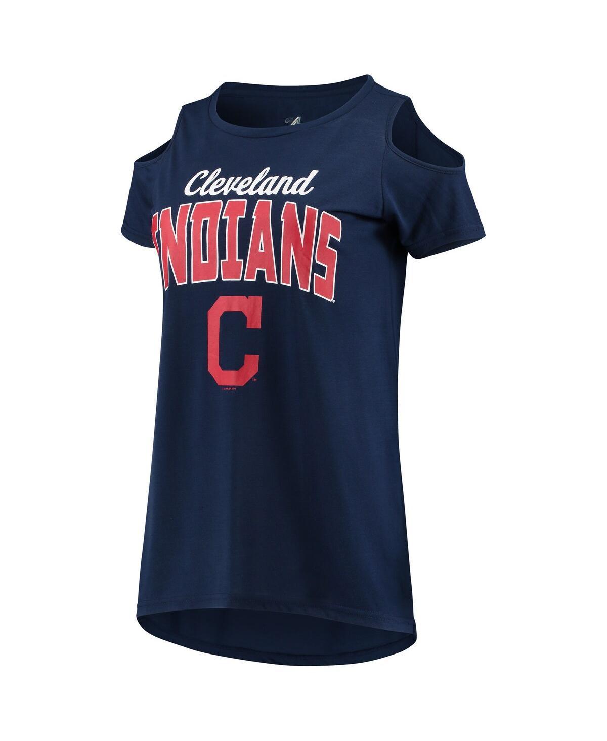 Womens G-III 4Her by Carl Banks Cleveland Indians Clear the Bases Cold Shoulder T-Shirt Blue Product Image