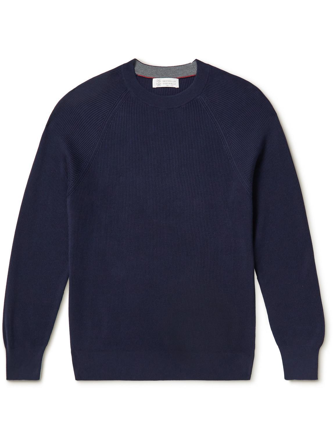 BRUNELLO CUCINELLI Blue Cotton Sweater Product Image