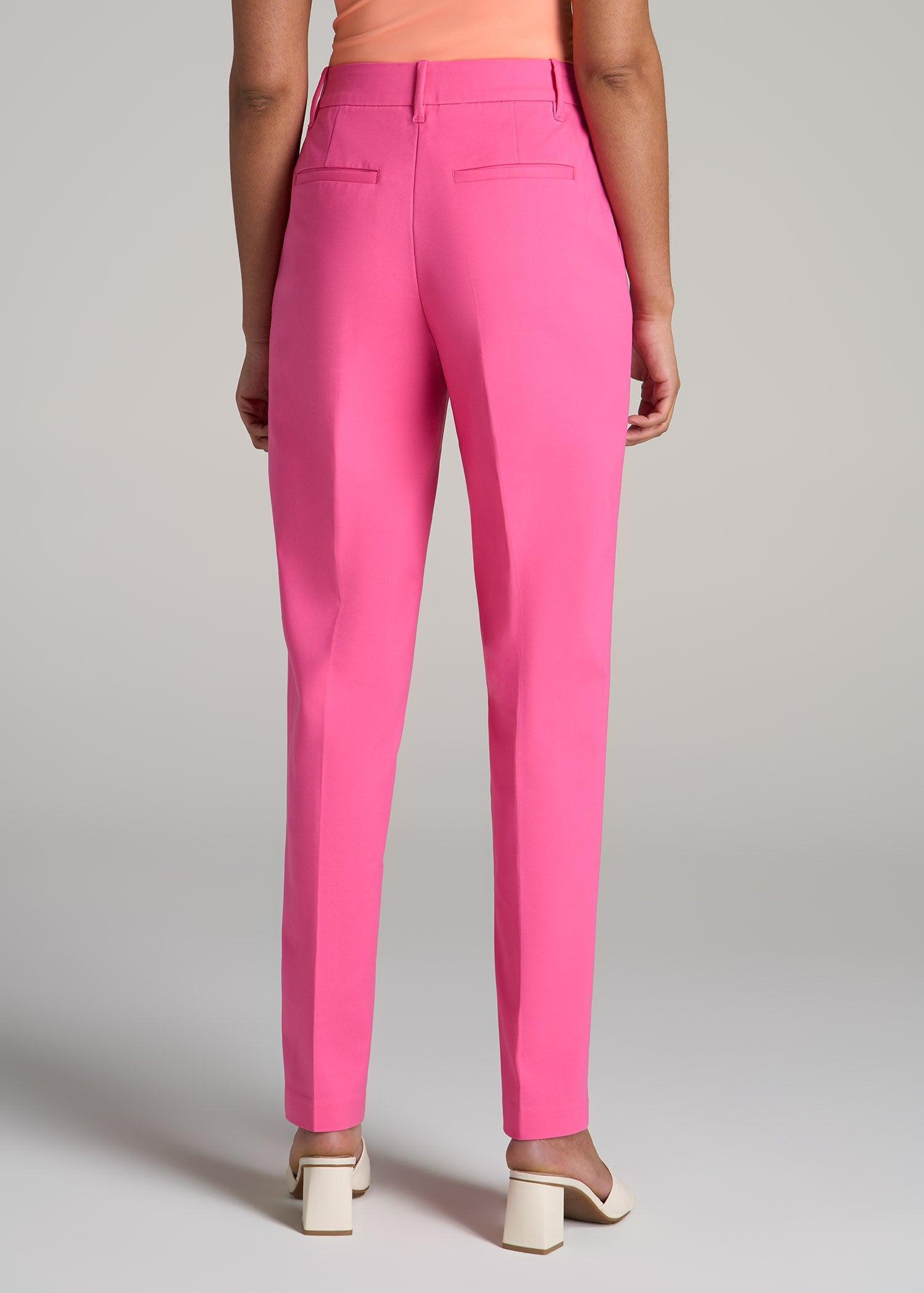 Flat Front Tapered Dress Pants for Tall Women in Cosmo Pink Product Image