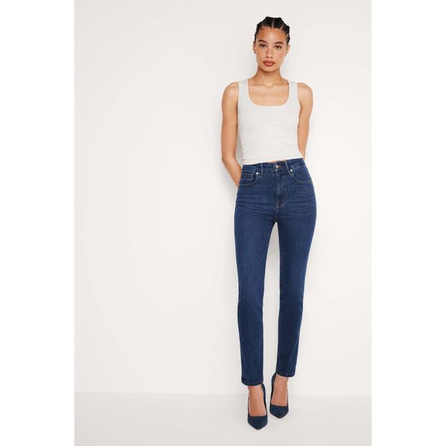 Womens Always Fits Good Classic Slim Straight Jeans | Blue, Size 14-18 Plus | Good American by Khlo Kardashian Product Image