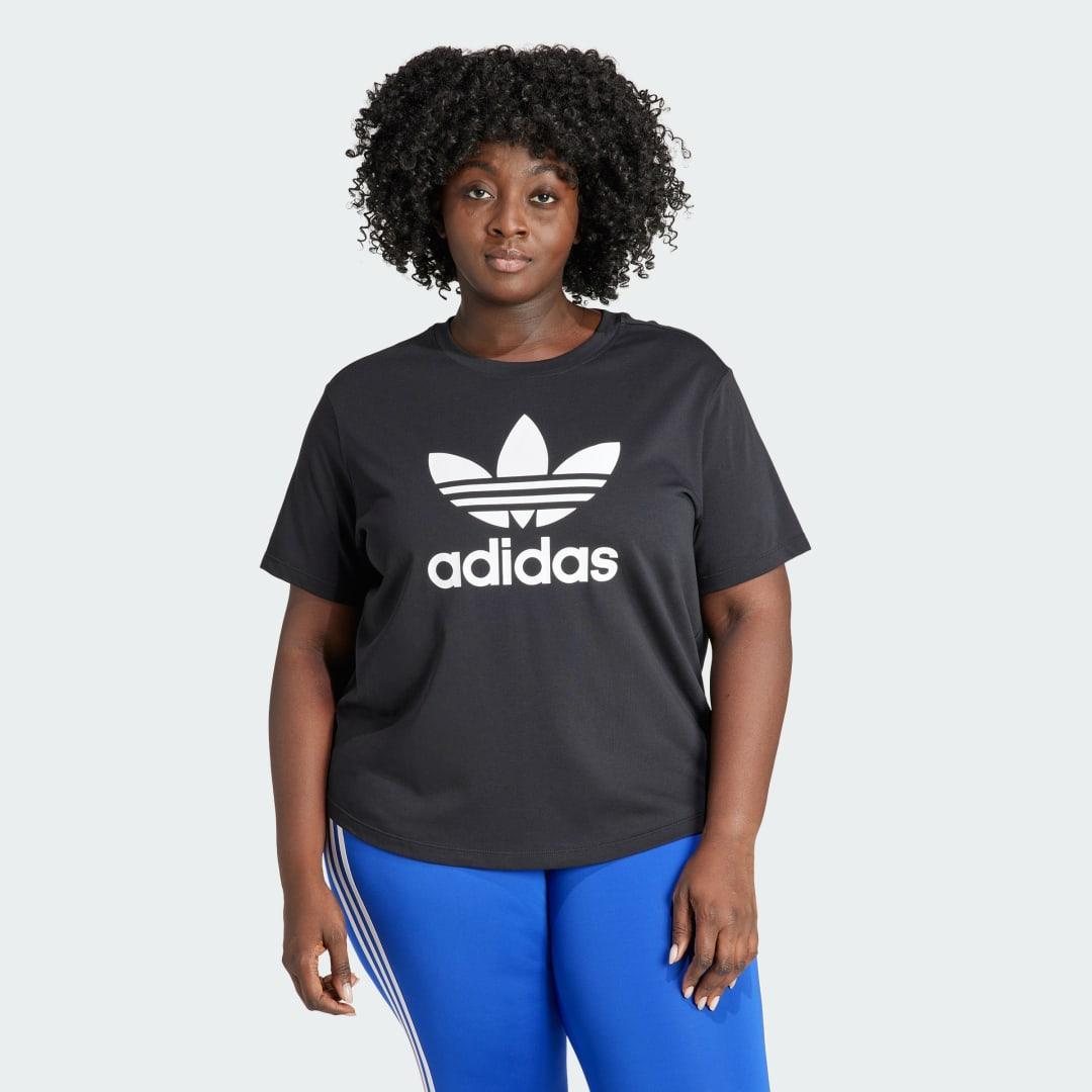 adidas Adicolor Trefoil Boxy Tee (Plus Size) Black 1X Womens Product Image