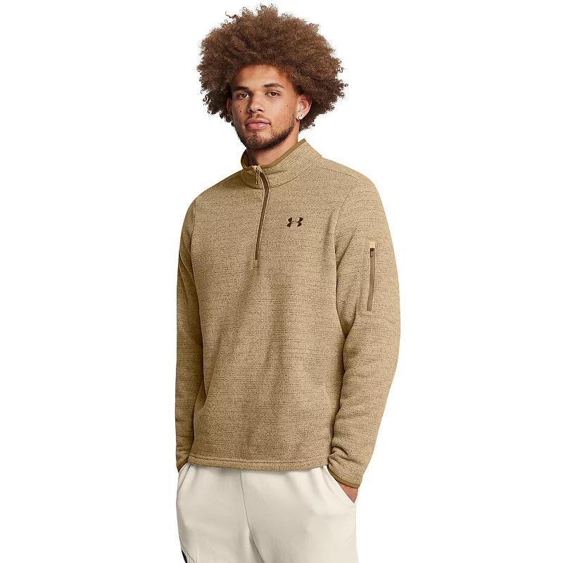 Mens Under Armour Specialist Quarter Zip Sweater Green Product Image